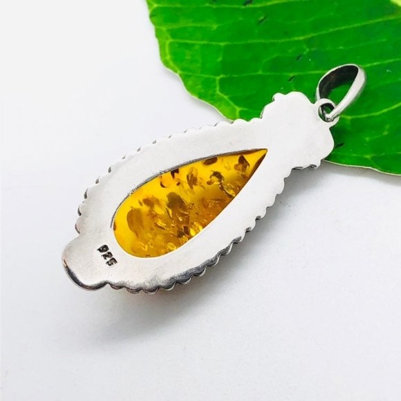 Sterling Baltic Amber Pendant - Picture 3 of 5